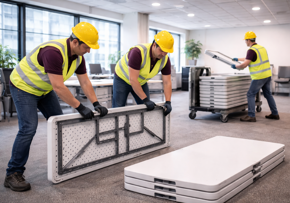 recogida de mesas plegables