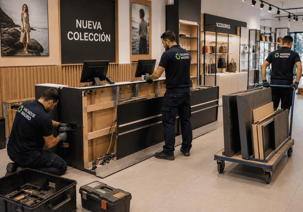 Retirada de mostradores comerciales