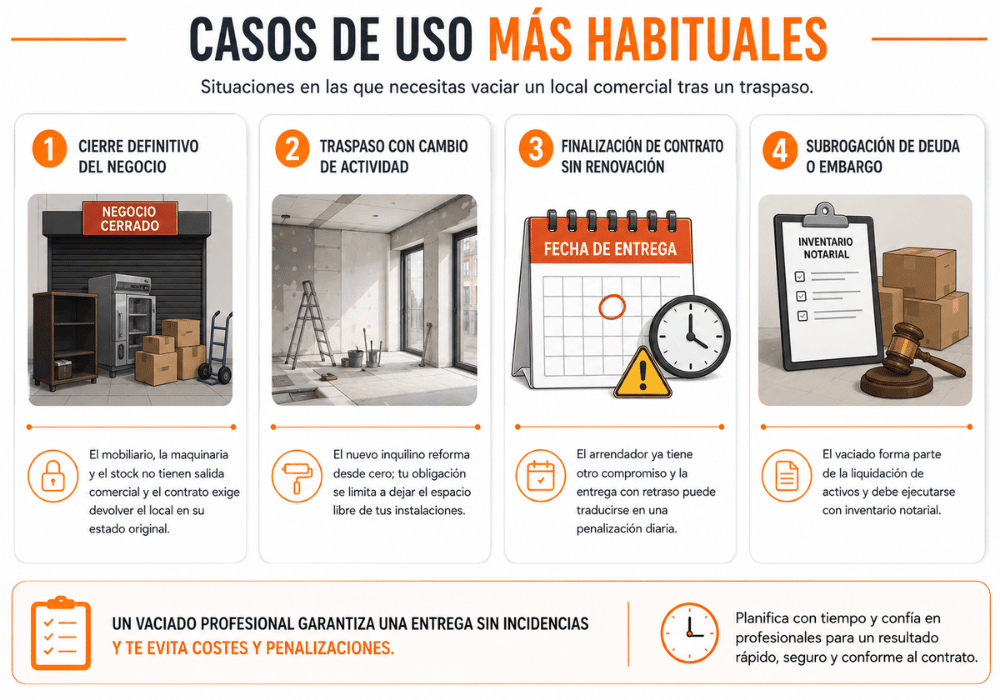 vaciar un local comercial tras un traspaso vaciar un local comercial tras un traspaso