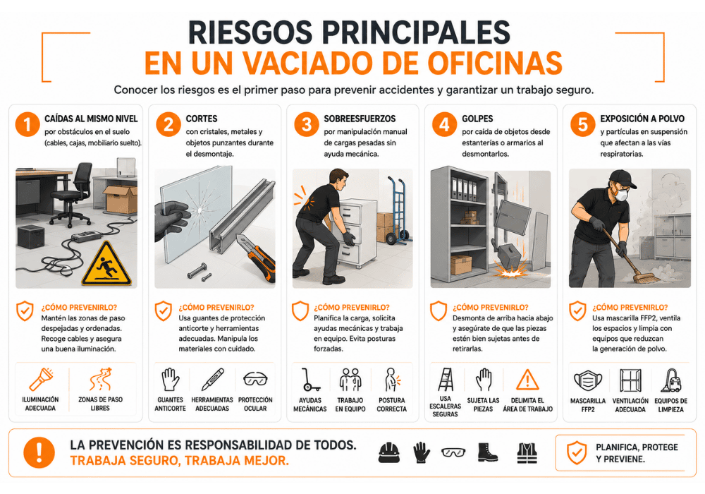 Prevención de riesgos laborales en un vaciado de oficinas